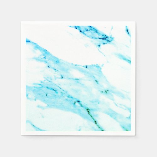 Modern Teal blue white marble pattern  Paper Napkins