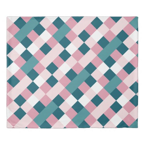Modern Teal Blush Pink Geometric Pattern Two Side Duvet Cover