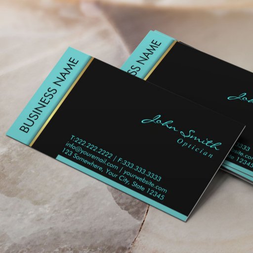 Customizable Modern Teal Border Optician Business Card