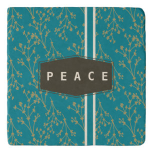 Modern Teal Botanical Berry Peace Trivet