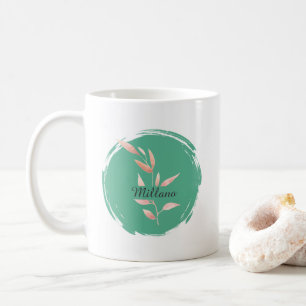 Modern Teal Botanical Leaves Decorative Throw Coffee Mug
