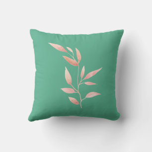Modern Teal Botanical Leaves Decorative Throw Pillow