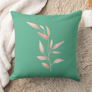Modern Teal Botanical Leaves Decorative Throw Pillow