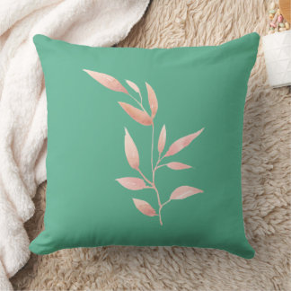 Modern Teal Botanical Leaves Decorative Throw Pillow