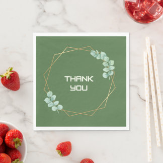 Modern Teal Botanical Wedding Thank You Paper Nap Napkins