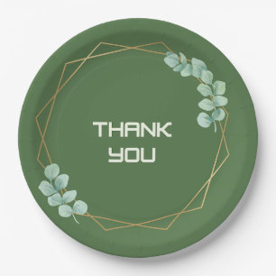 Modern Teal Botanical Wedding Thank You Paper Nap Plates
