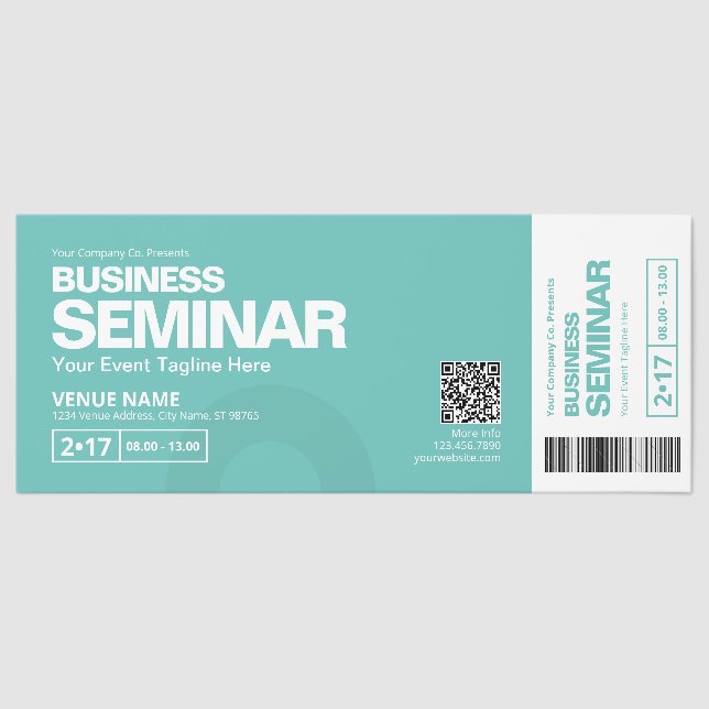Modern Teal Business Conference Ticket Invitation (Front)