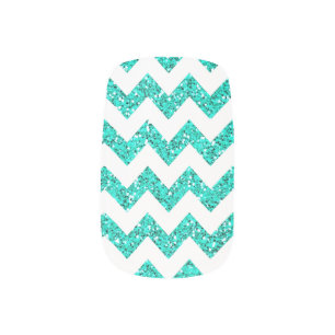 Modern Teal Chevron Zig Zag Minx Nail Art