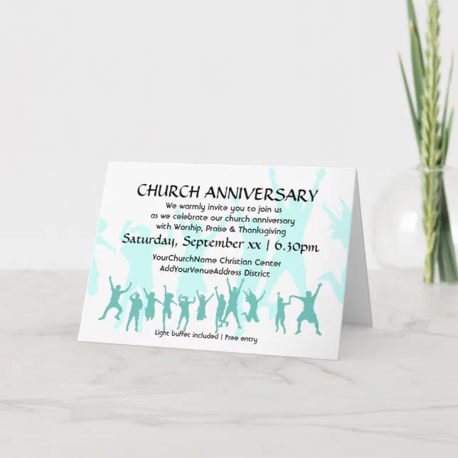 Modern Teal CHURCH ANNIVERSARY Invitation | Zazzle