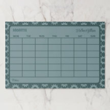 modern teal custom month calendar