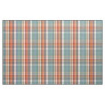 Modern Teal Dark Blue Orange White Plaid Pattern Fabric
