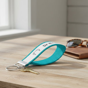 Modern Teal Dog Ear Pet Parent Holiday Gift Wrist Keychain
