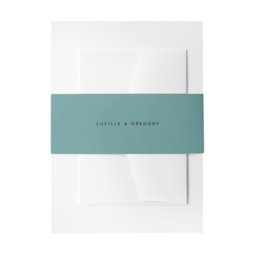 Modern Teal Editorial All Caps Enclosure Invitation Belly Band