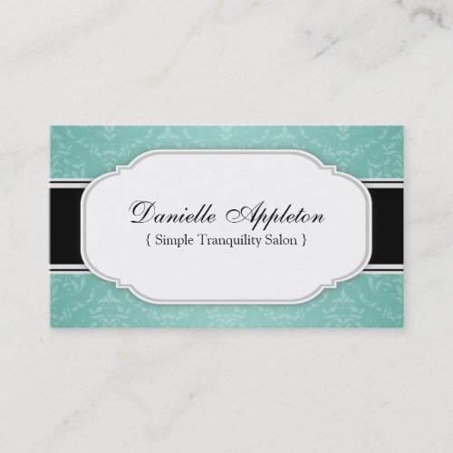 Modern Teal Elegant Damask Appointment Cards Business Card