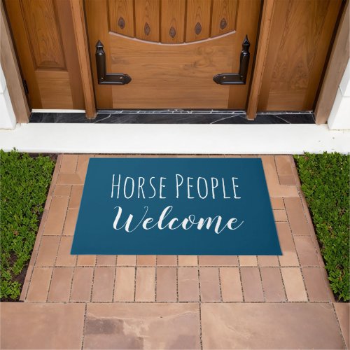 Modern Teal Equestrian Rider Horse People Welcome Doormat