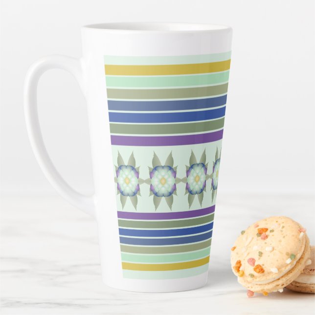 Modern Teal Floral Accented Latte Mug (In Situ)