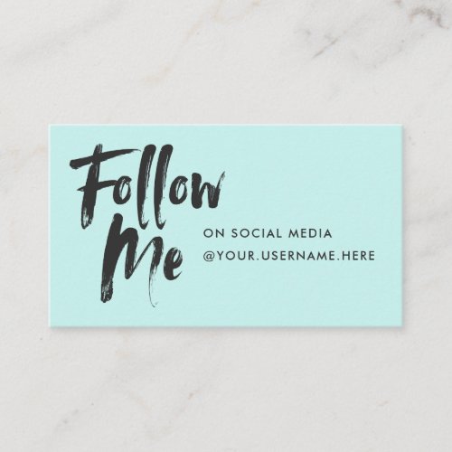 Modern teal follow me photo social media minimal business card