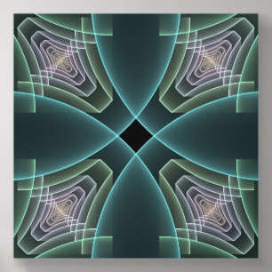 Modern Teal Geometric Fractal Art Graphic Acrylic Photo Tile