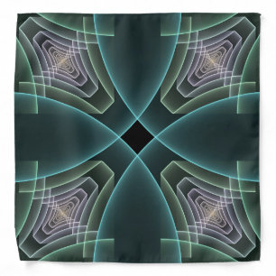 Modern Teal Geometric Fractal Art Graphic Bandana