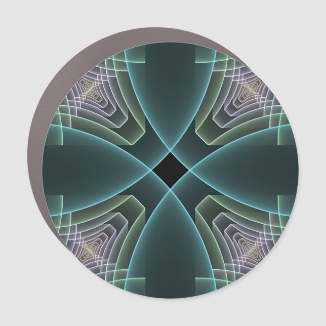 Modern Teal Geometric Fractal Art Graphic Car Magnet (Front)