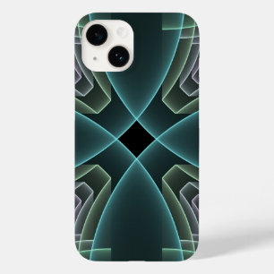 Modern Teal Geometric Fractal Art Graphic Case-Mate iPhone 14 Case