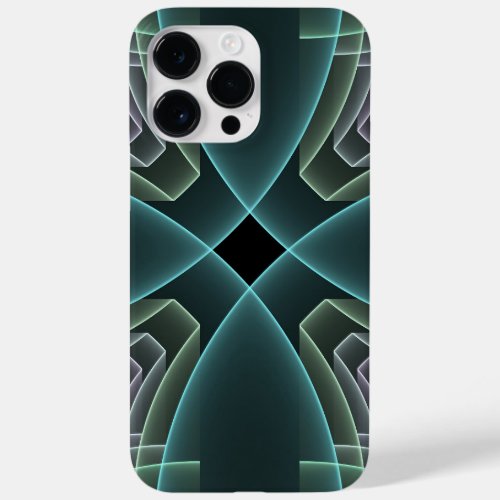 Modern Teal Geometric Fractal Art Graphic Case_Mate iPhone 14 Pro Max Case