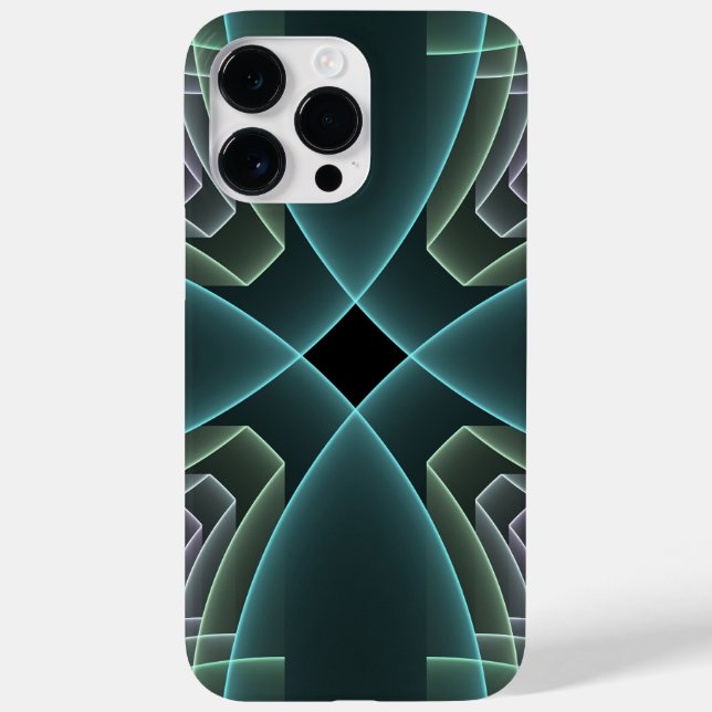 Modern Teal Geometric Fractal Art Graphic Case-Mate iPhone Case (Back)
