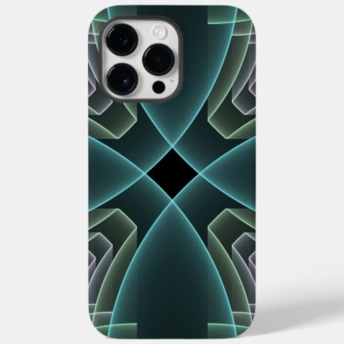 Modern Teal Geometric Fractal Art Graphic Case_Mate iPhone 14 Pro Max Case