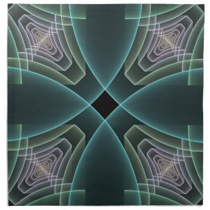 Modern Teal Geometric Fractal Art Graphic Cloth Napkin