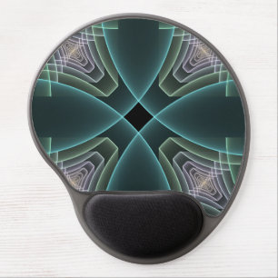 Modern Teal Geometric Fractal Art Graphic Gel Mouse Pad