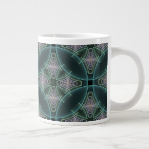 Modern Teal Geometric Fractal Art Graphic Giant Coffee Mug
