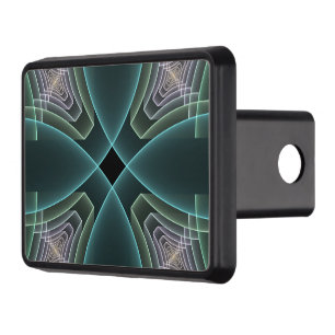 Modern Teal Geometric Fractal Art Graphic Hitch Cover