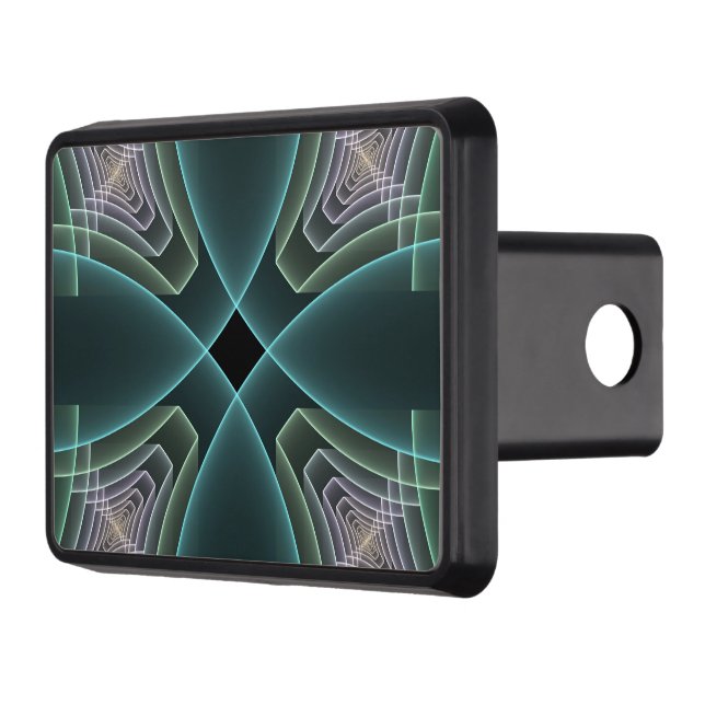 Modern Teal Geometric Fractal Art Graphic Hitch Cover (Left)