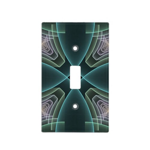 Modern Teal Geometric Fractal Art Graphic Light Switch Cover