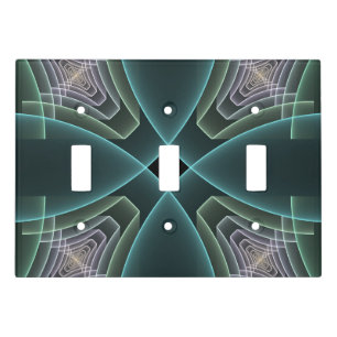 Modern Teal Geometric Fractal Art Graphic Light Switch Cover