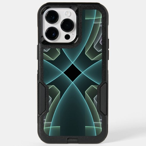 Modern Teal Geometric Fractal Art Graphic OtterBox iPhone 14 Pro Max Case