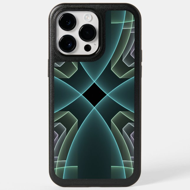 Modern Teal Geometric Fractal Art Graphic Otterbox iPhone Case (Back)
