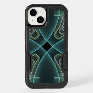 Modern Teal Geometric Fractal Art Graphic OtterBox iPhone 14 Case