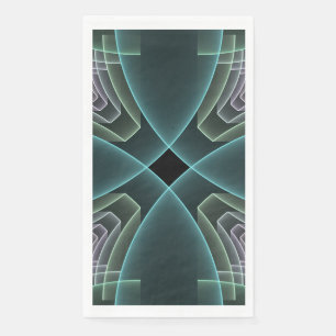 Modern Teal Geometric Fractal Art Graphic Paper Guest Towels