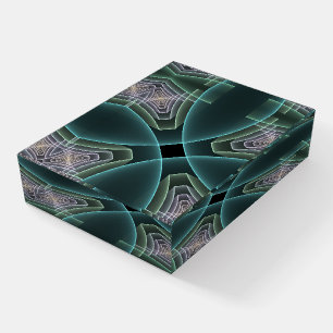 Modern Teal Geometric Fractal Art Graphic Paperweight