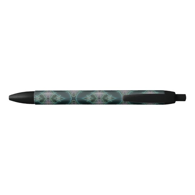 Modern Teal Geometric Fractal Art Graphic Pen (Back)