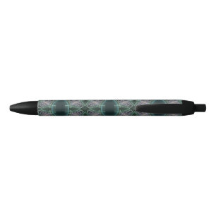 Modern Teal Geometric Fractal Art Graphic Pen