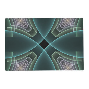 Modern Teal Geometric Fractal Art Graphic Placemat