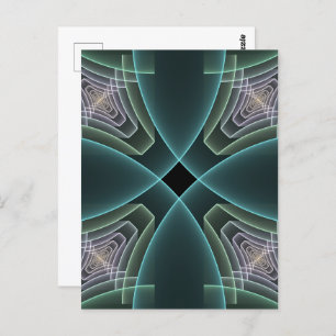 Modern Teal Geometric Fractal Art Graphic Postcard