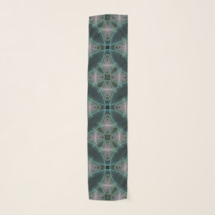 Modern Teal Geometric Fractal Art Graphic Scarf