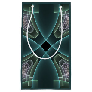 Modern Teal Geometric Fractal Art Graphic Small Gift Bag