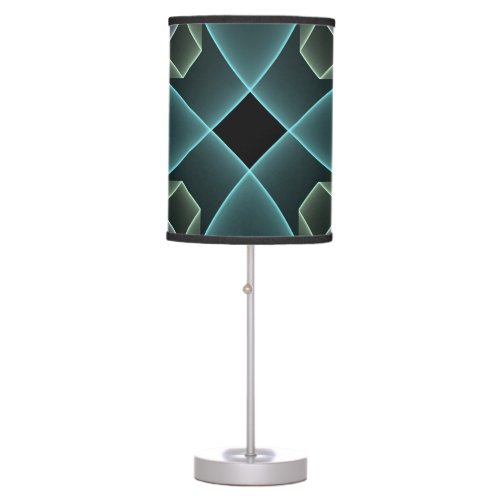 Modern Teal Geometric Fractal Art Graphic Table Lamp