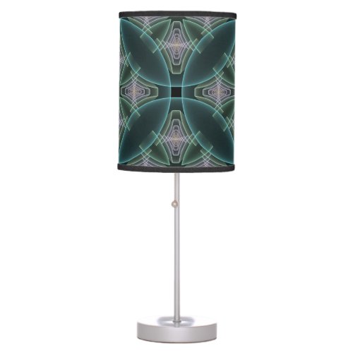 Modern Teal Geometric Fractal Art Graphic Table Lamp