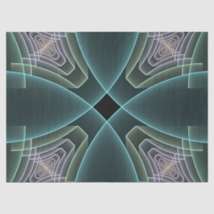 Modern Teal Geometric Fractal Art Graphic Tissue Paper