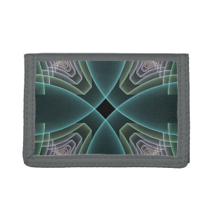 Modern Teal Geometric Fractal Art Graphic Trifold Wallet